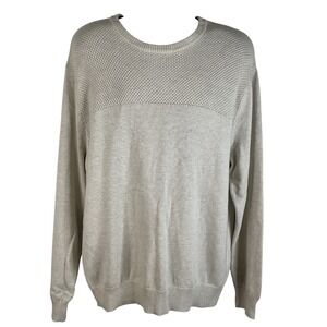 CHAPS Men's Knit Sweater Textured Crew Neck Long Sleeve Casual Beige XXL